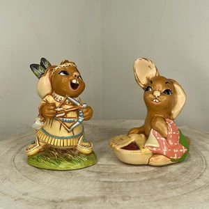 Pendelfin Rabbit "Pie Face" and Morning Star Rabbit Stonecrafted Figures England